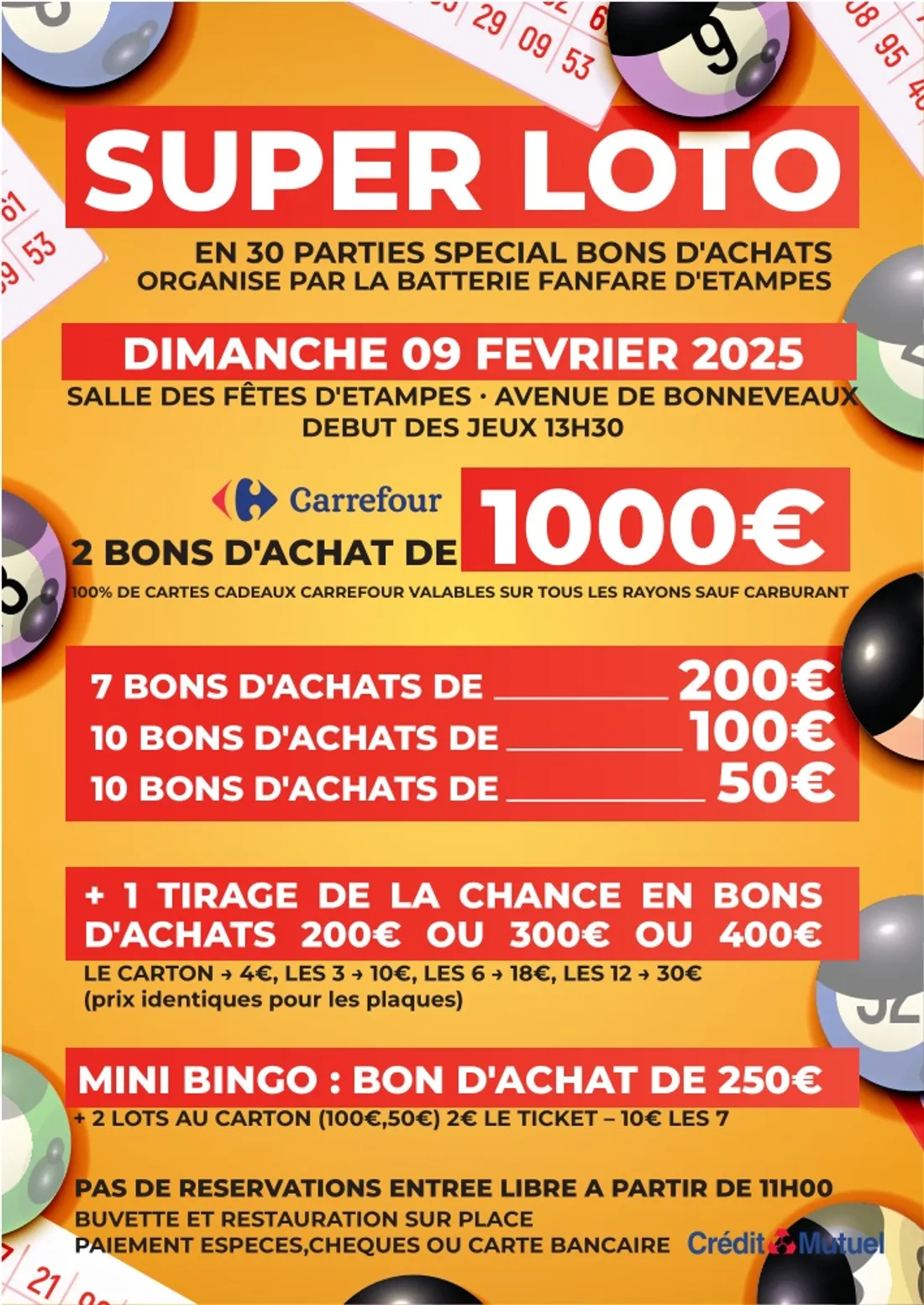 ÉTAMPES (91) - Super loto de la Batterie Fanfare