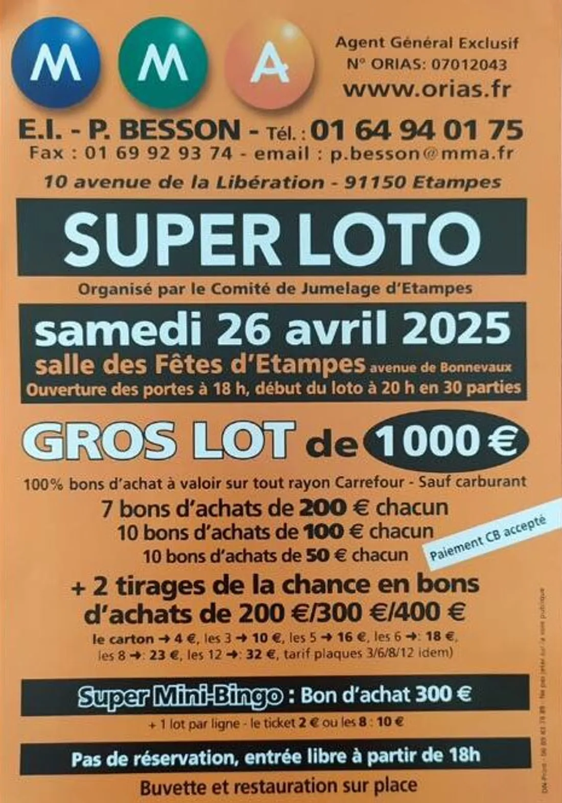ÉTAMPES (91) – Loto du comité de jumelage