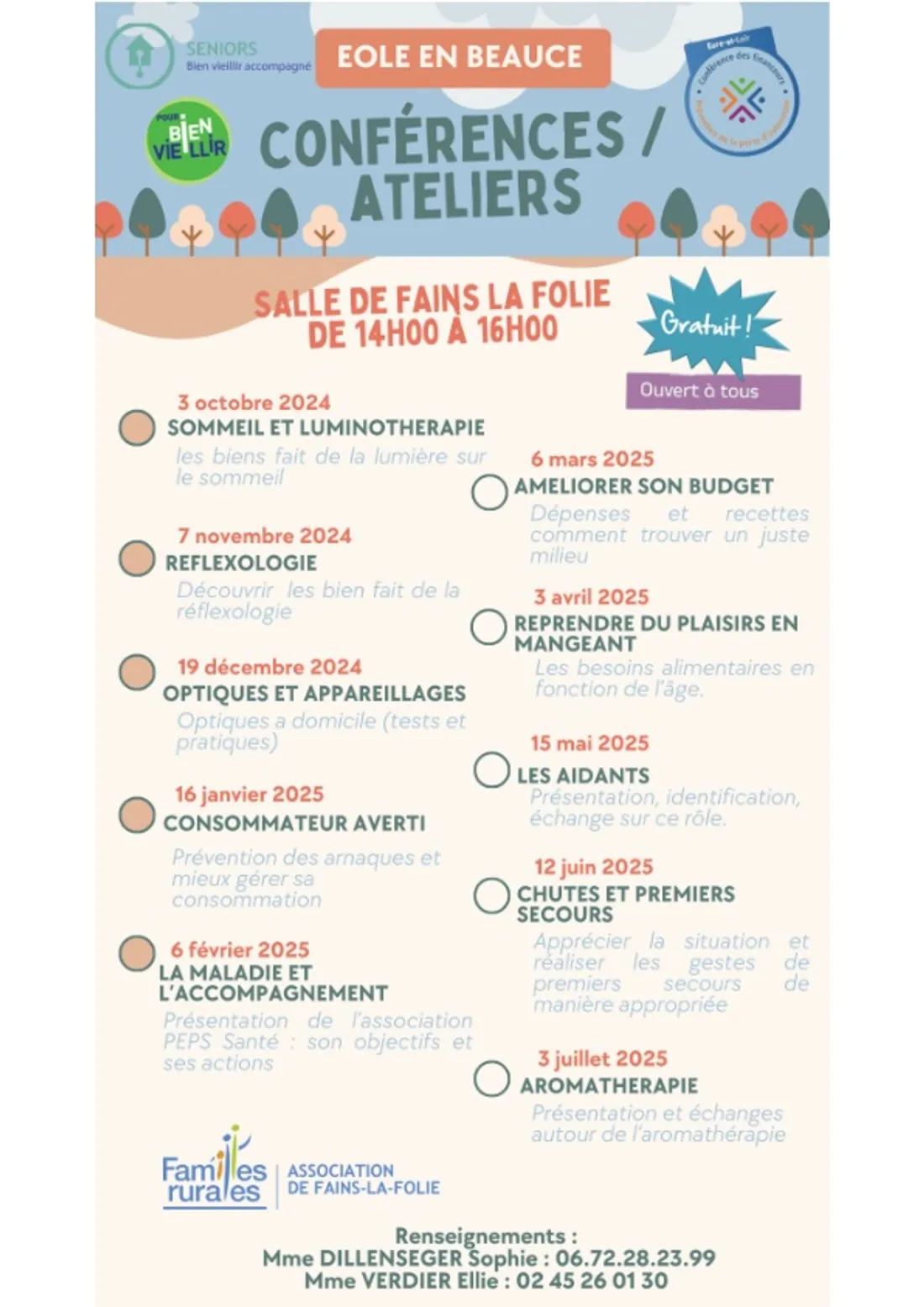 FAINS-LA-FOLIE - Conférences ateliers seniors