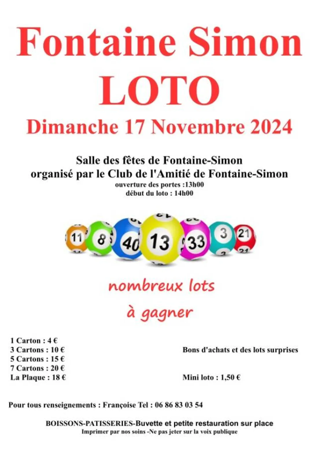 FONTAINE-SIMON - Loto du club de l'amitié