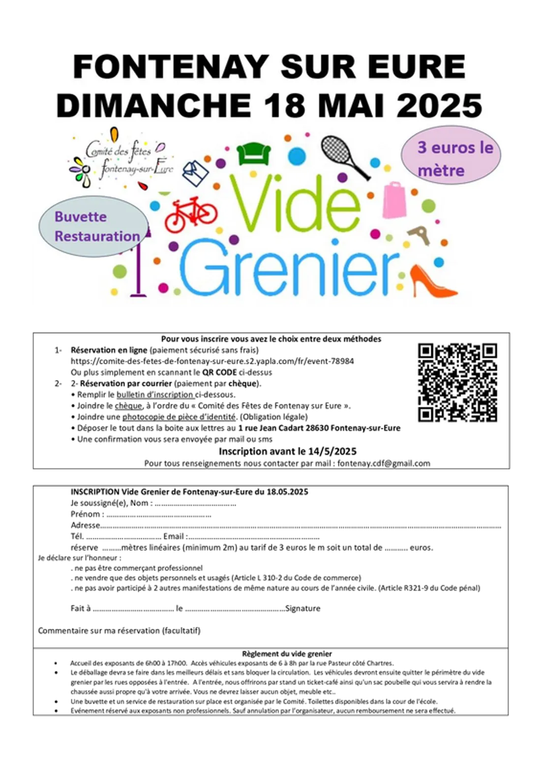 FONTENAY-SUR-EURE - Vide-greniers du comité des fêtes