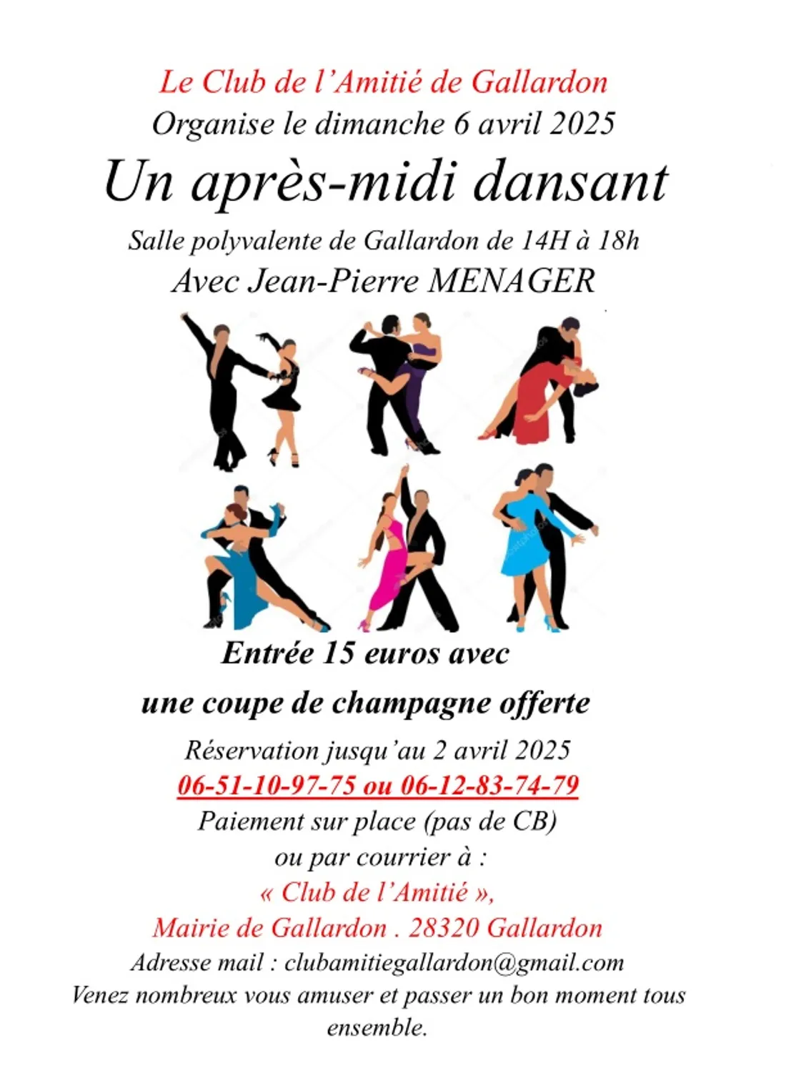 GALLARDON - Thé dansant avec Jean-Pierre Ménager
