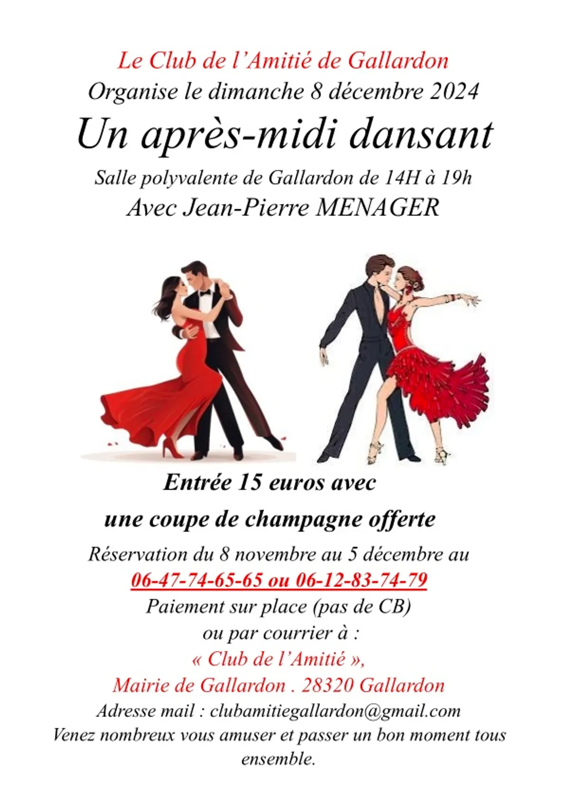 GALLARDON - Après-midi dansant avec Jean-Pierre Ménager