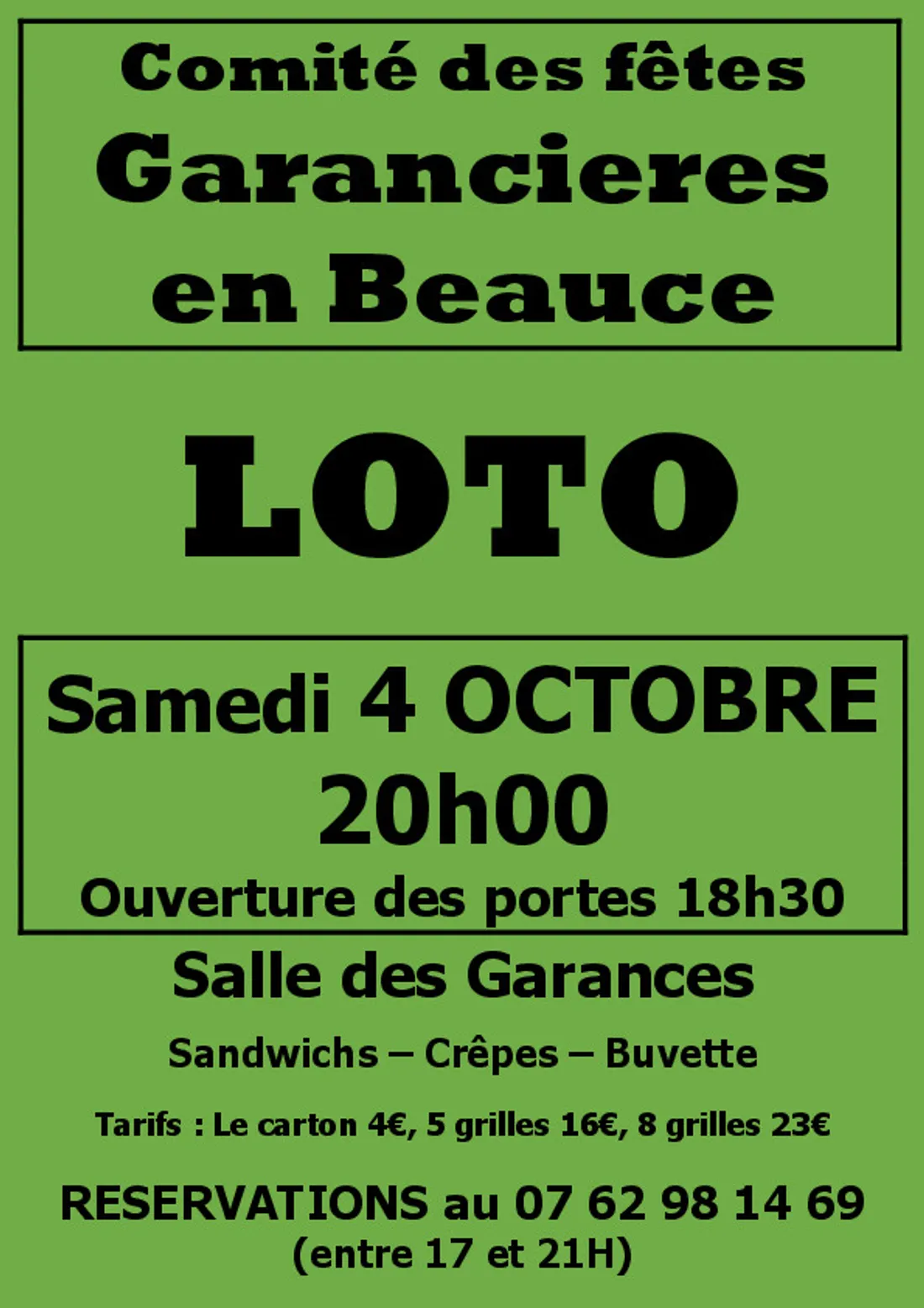 GARANCIÈRES-EN-BEAUCE - Loto du comité des fêtes
