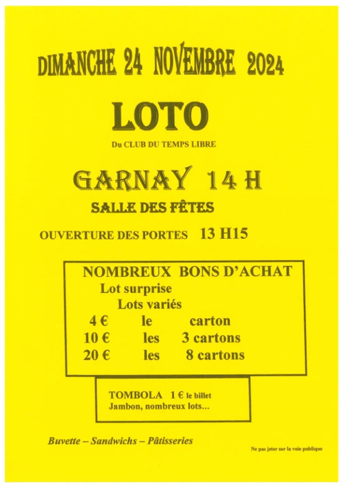 GARNAY - Loto du club du temps libre