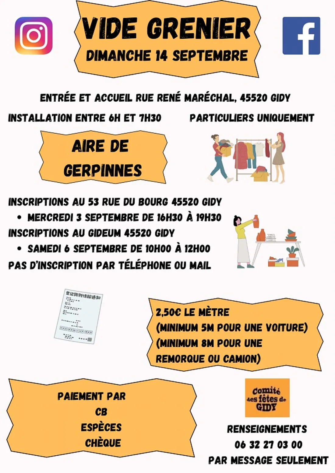 GIDY (45) - Vide-greniers du comité des fêtes