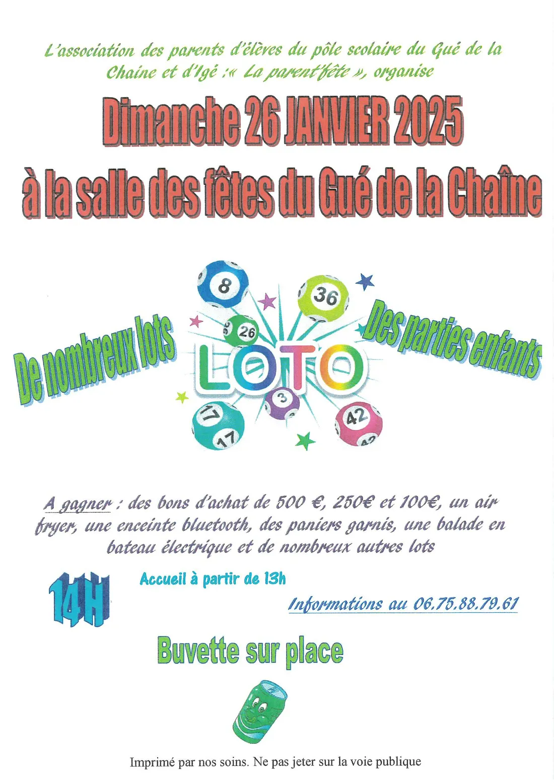 LE GUÉ-DE-LA-CHAÎNE (61) - Loto de l'APE