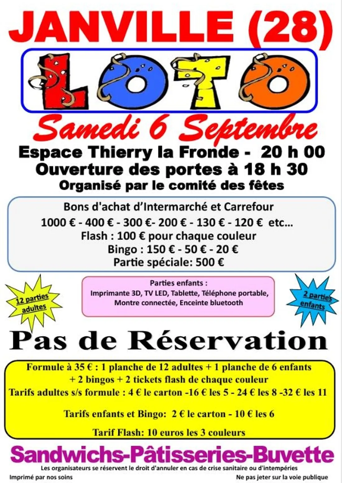 JANVILLE - Loto du comité des fêtes