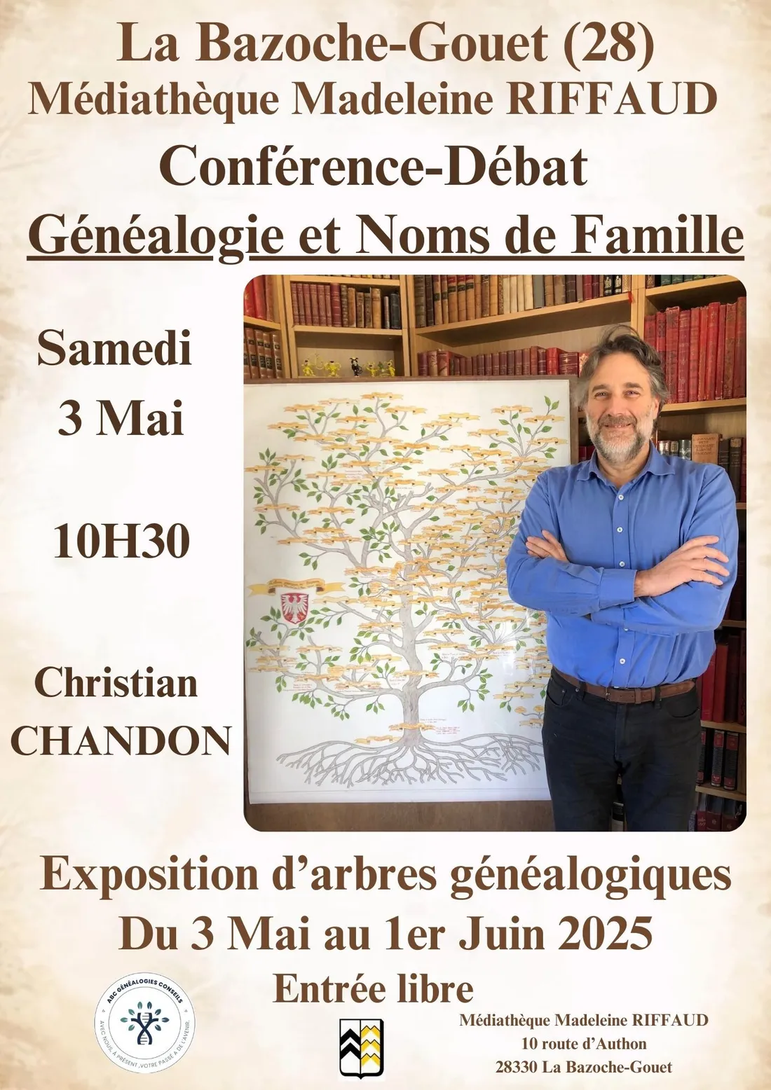 LA BAZOCHE-GOUËT - Conférence : Généalogie et noms de famille