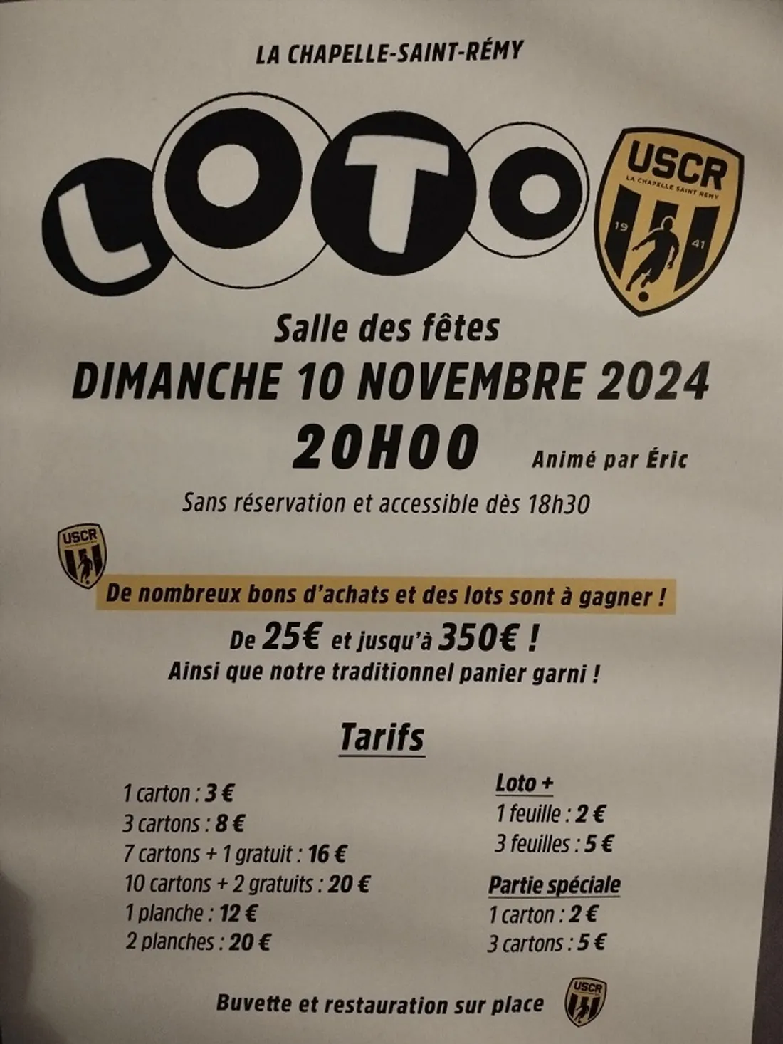 LA CHAPELLE-SAINT-RÉMY (72) - Loto de l'USCR