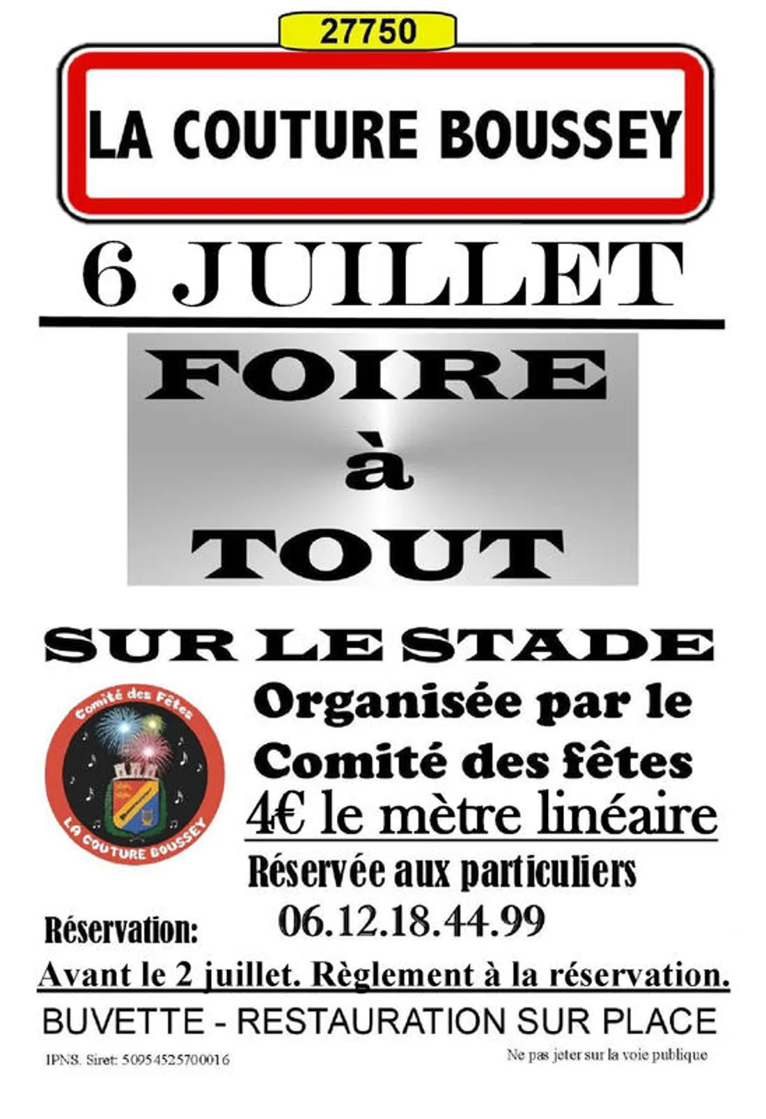 LA COUTURE-BOUSSEY (27) – Foire à tout du comité des fêtes