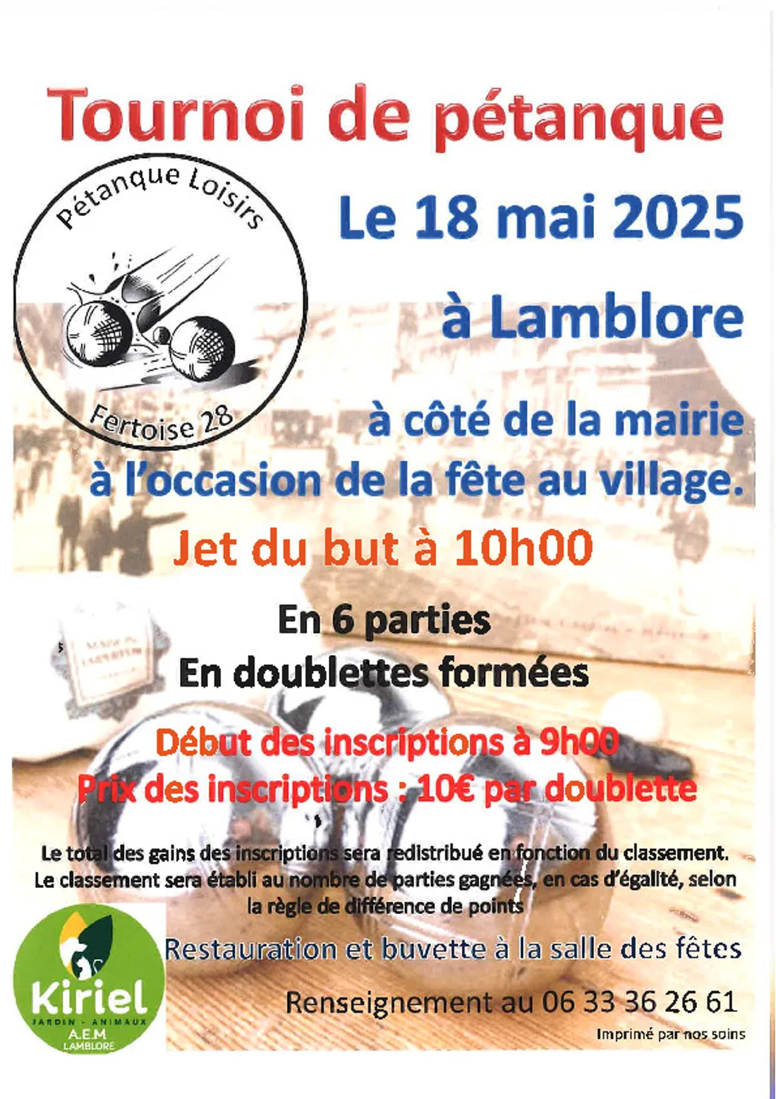 LAMBLORE - Tournoi de pétanque