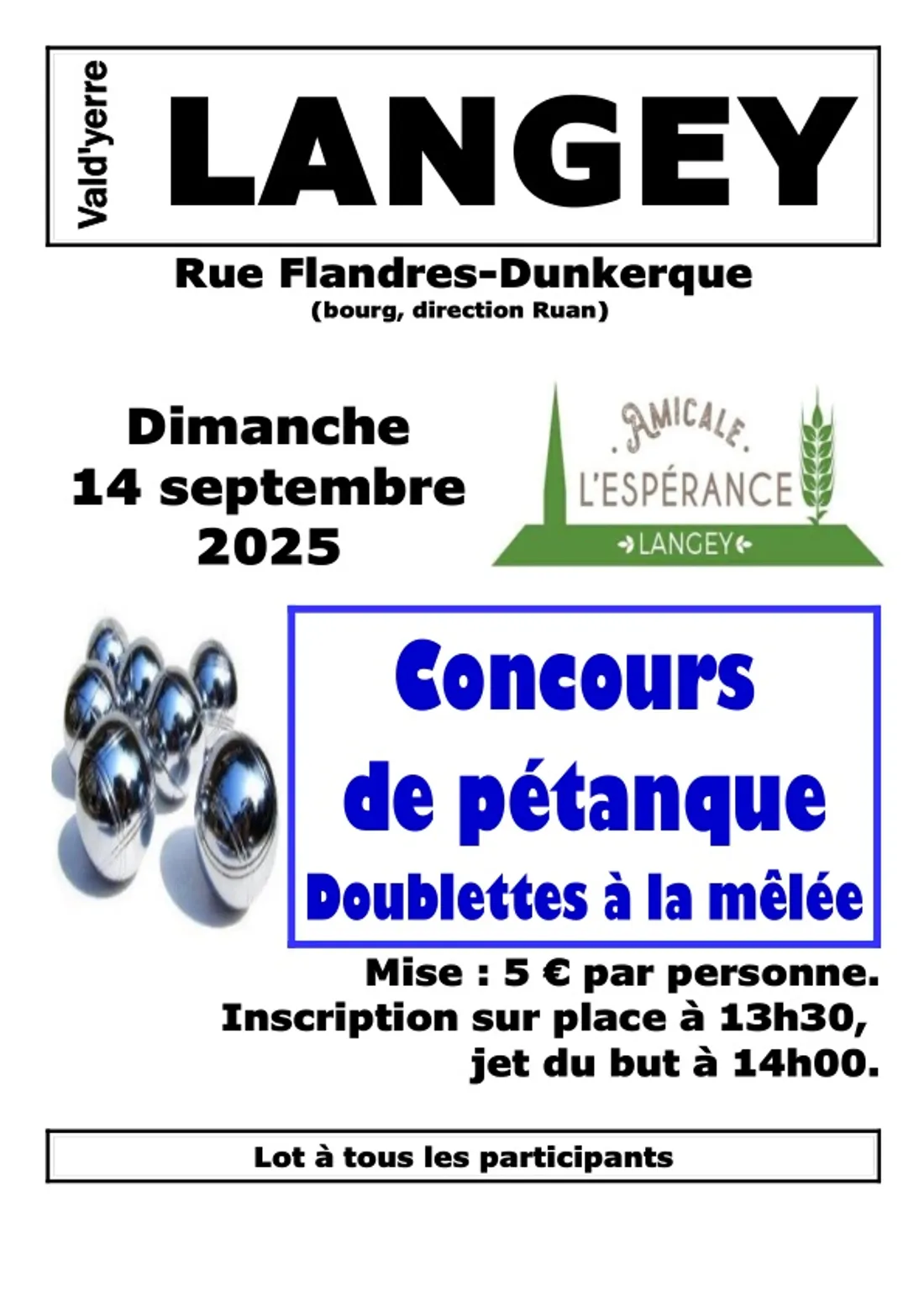 LANGEY - Concours de pétanque