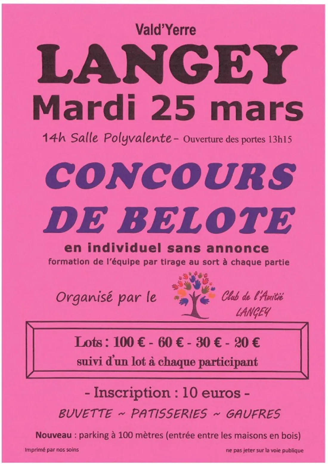 LANGEY - Concours de belote du club de l'amitié