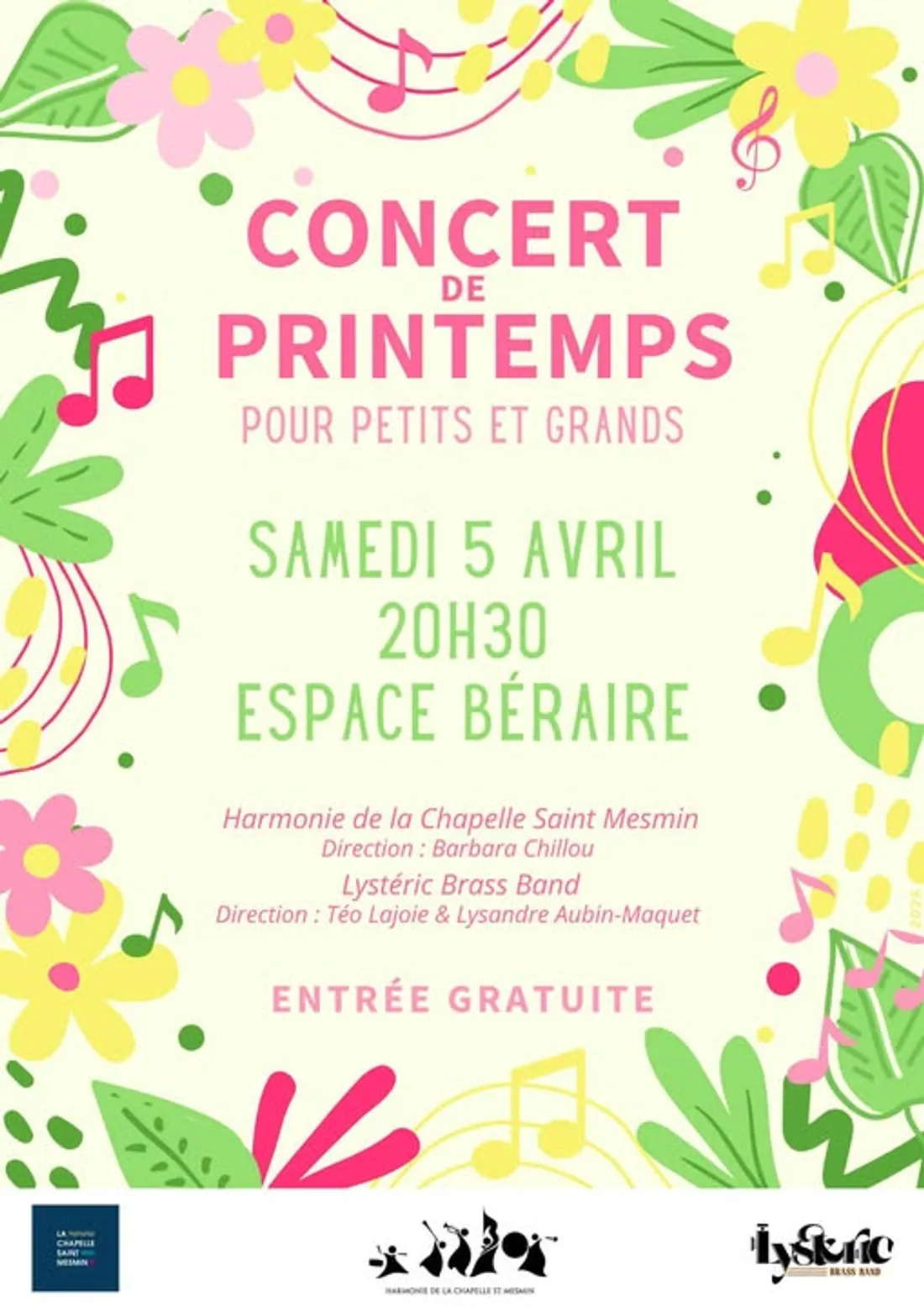 LA CHAPELLE-SAINT-MESMIN (45) - Concert : Harmonie et Lystéric Brass Band