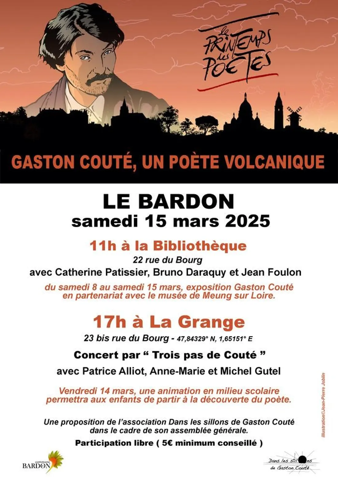 LE BARDON (45) - Printemps des poètes : Gaston Couté, un poète volcanique