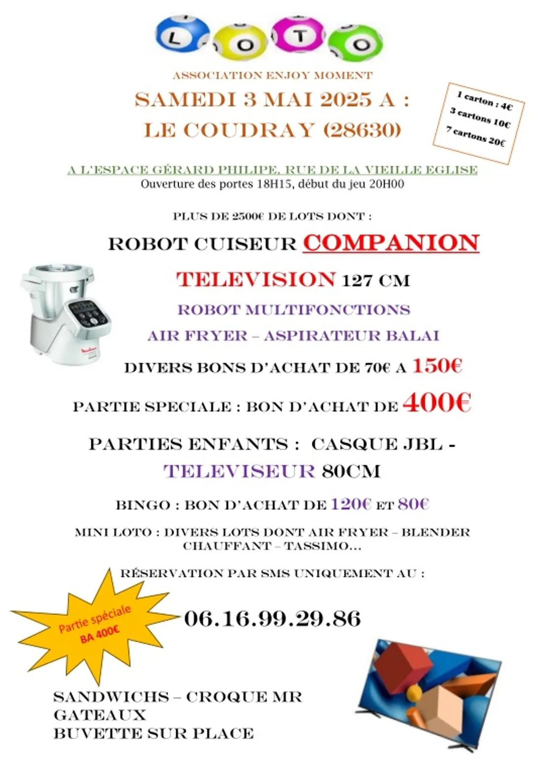 LE COUDRAY - Loto de l'association Enjoy Moment
