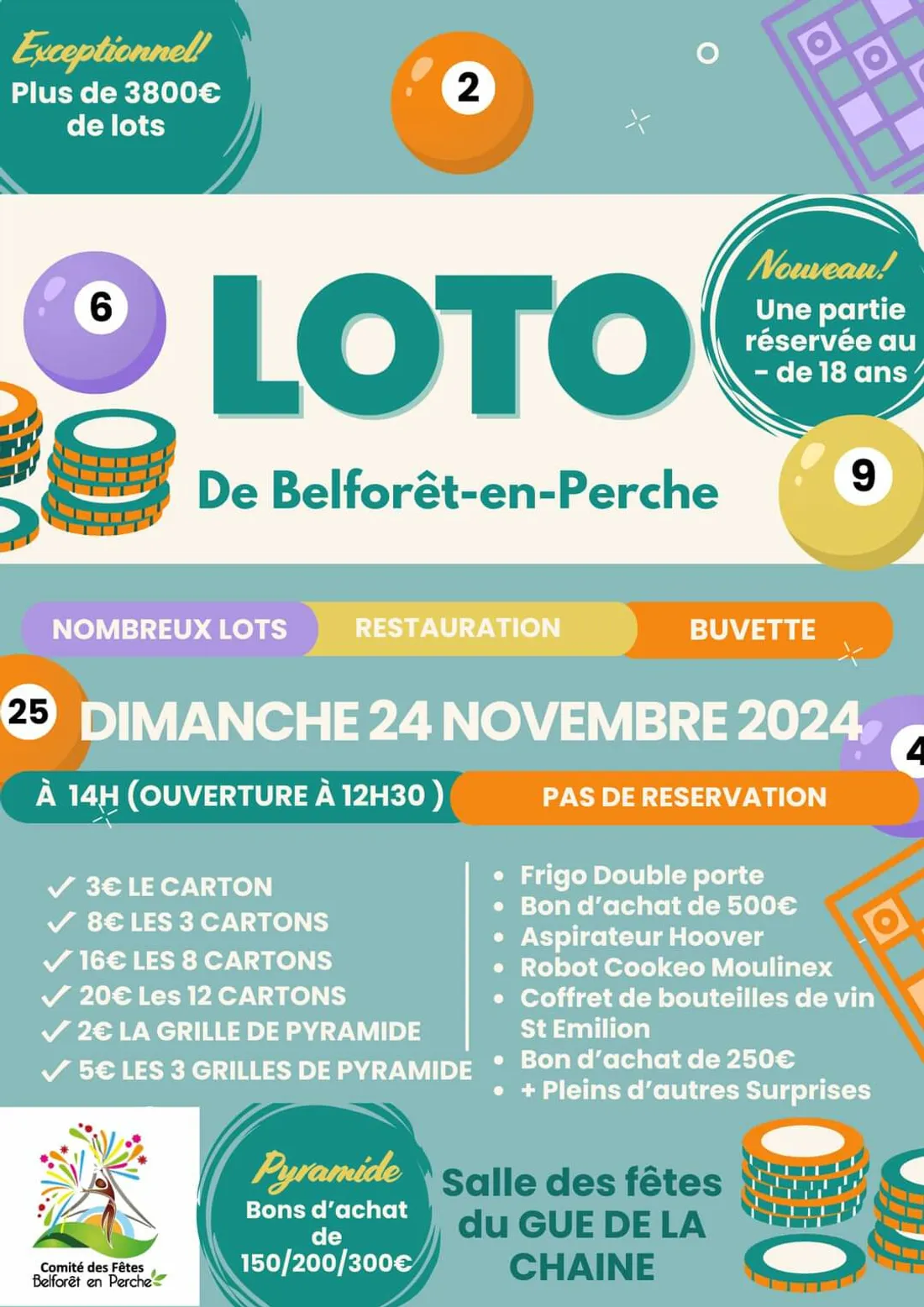 LE GUÉ-DE-LA-CHAÎNE (61) - Loto du comité des fêtes de Belfôret-en-Perche