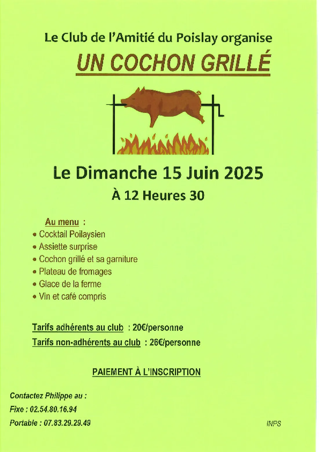 LE POISLAY (41) - Cochon grillé du club de l'amitié