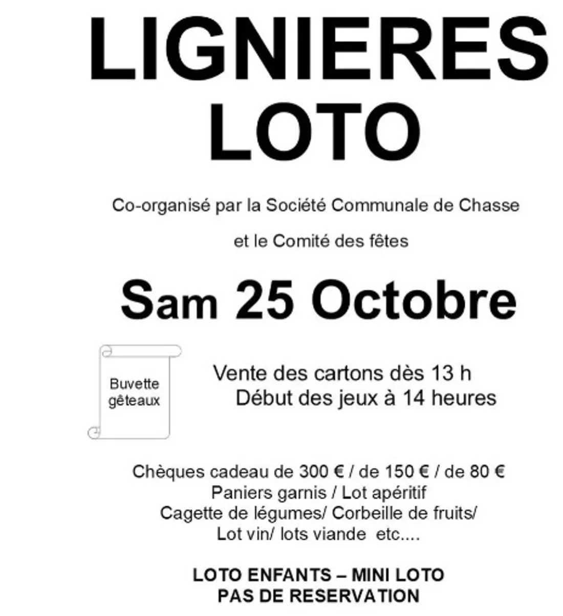 LIGNIÈRES (41) - Loto du comité des fêtes et de la société de chasse