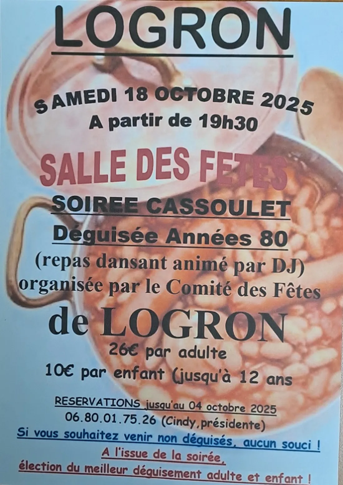 LOGRON - Soirée cassoulet déguisée années 80