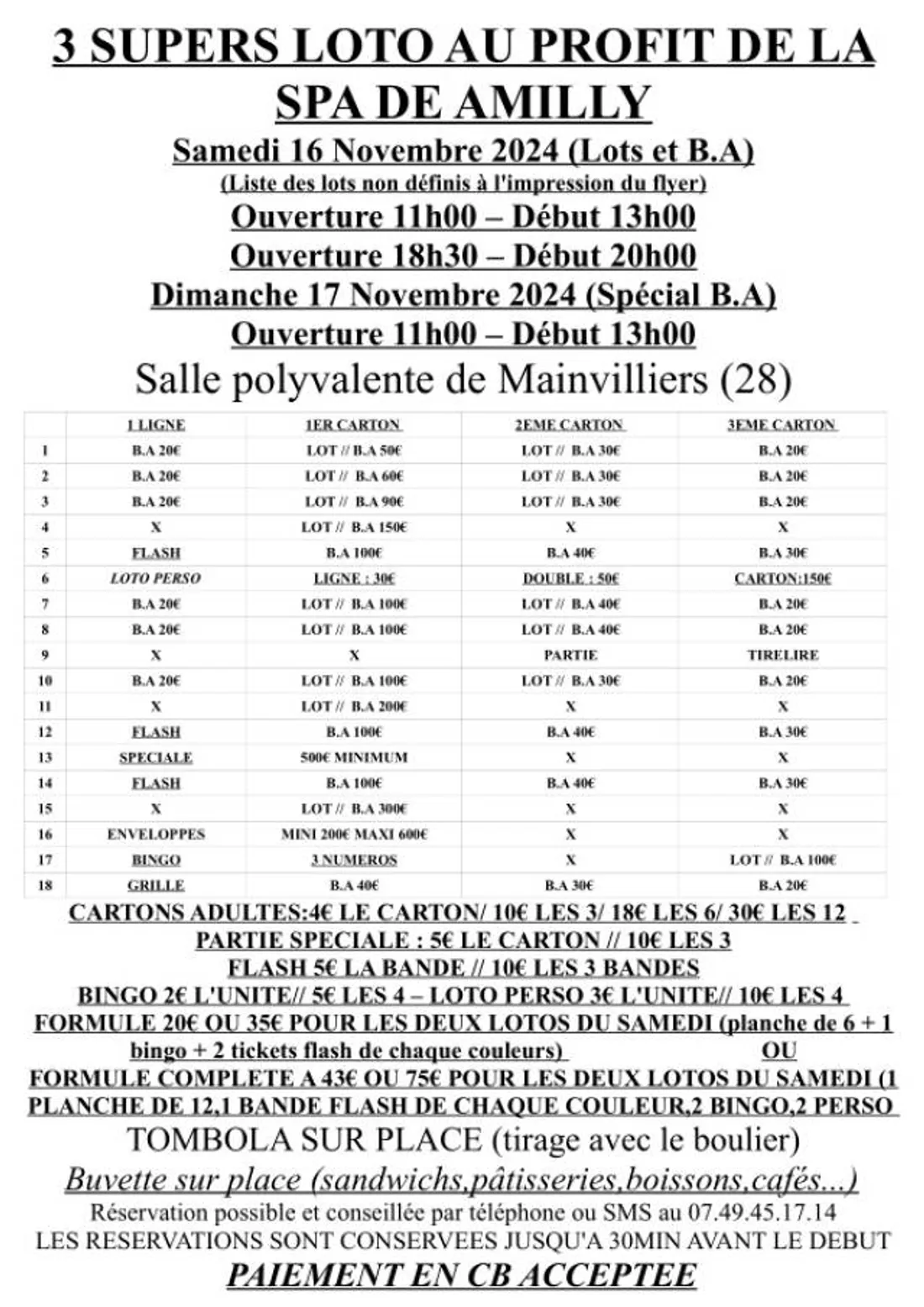 MAINVILLIERS - Loto au profit de la SPA d'Amilly