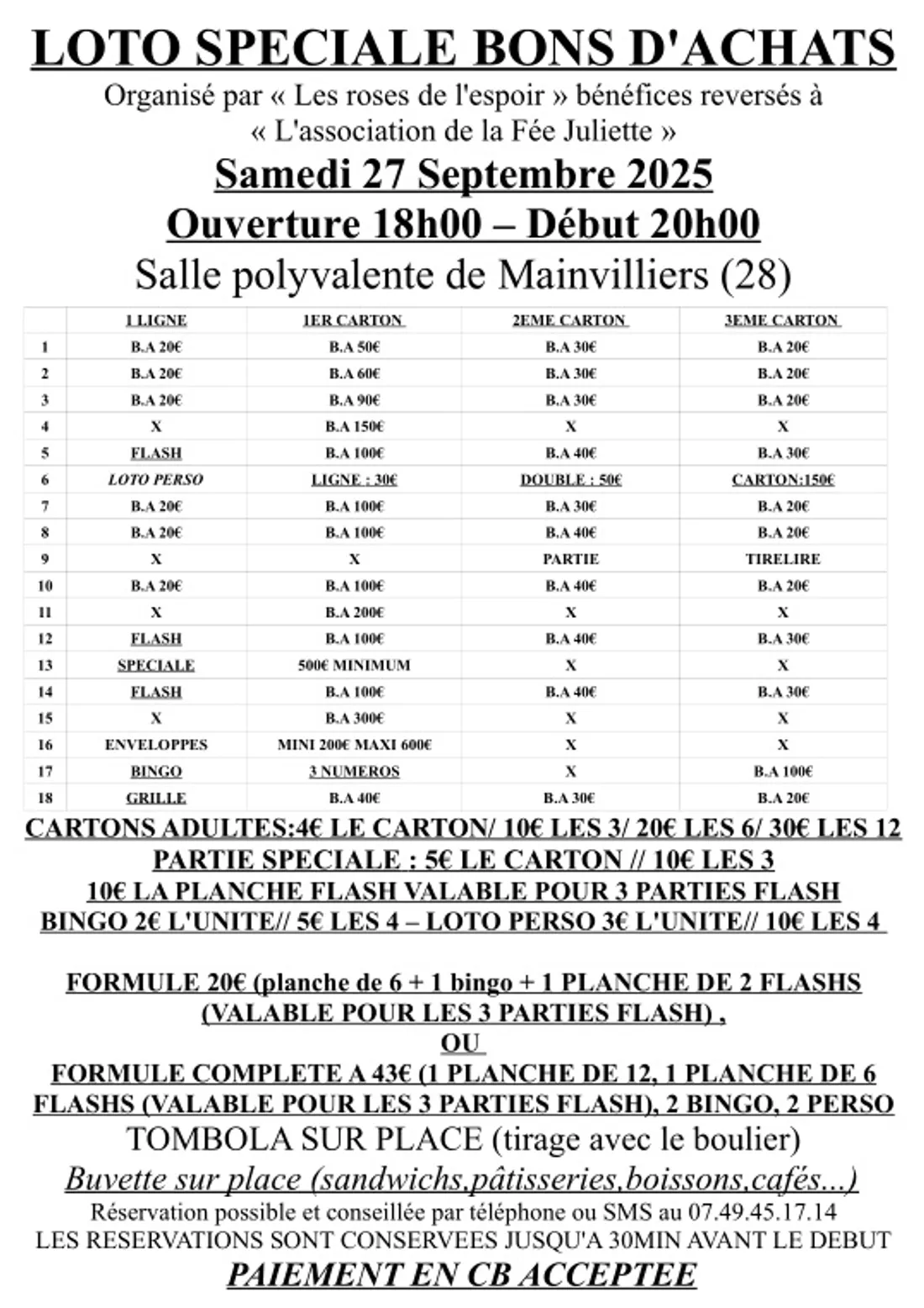 MAINVILLIERS - Loto des Roses de l'Espoir