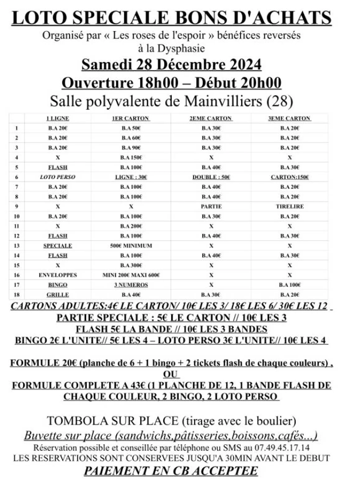 MAINVILLIERS - Loto des Roses de l'Espoir