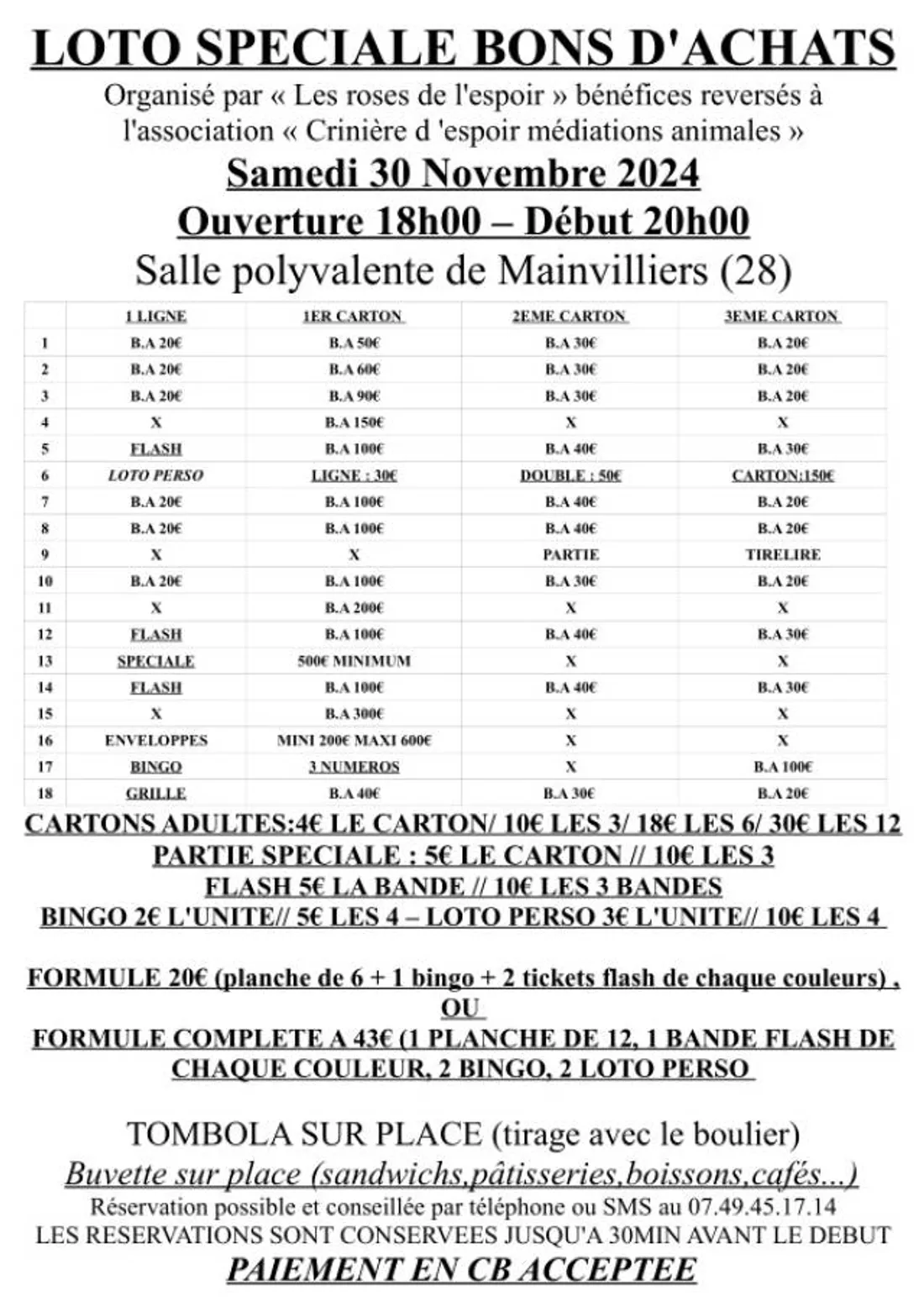 MAINVILLIERS - Loto des Roses de l'Espoir