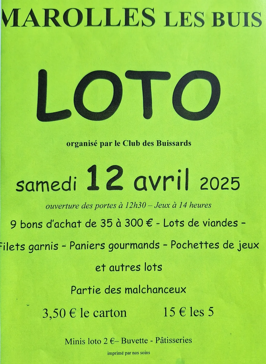MAROLLES-LES-BUIS - Loto du Club des Buissards
