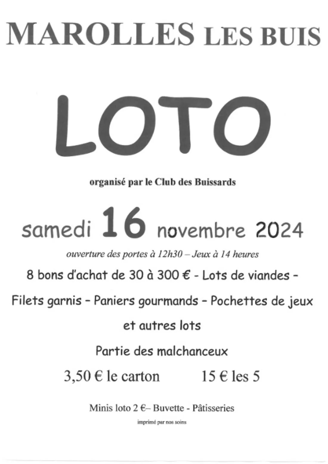 MAROLLES-LES-BUIS - Loto du Club des Buissards