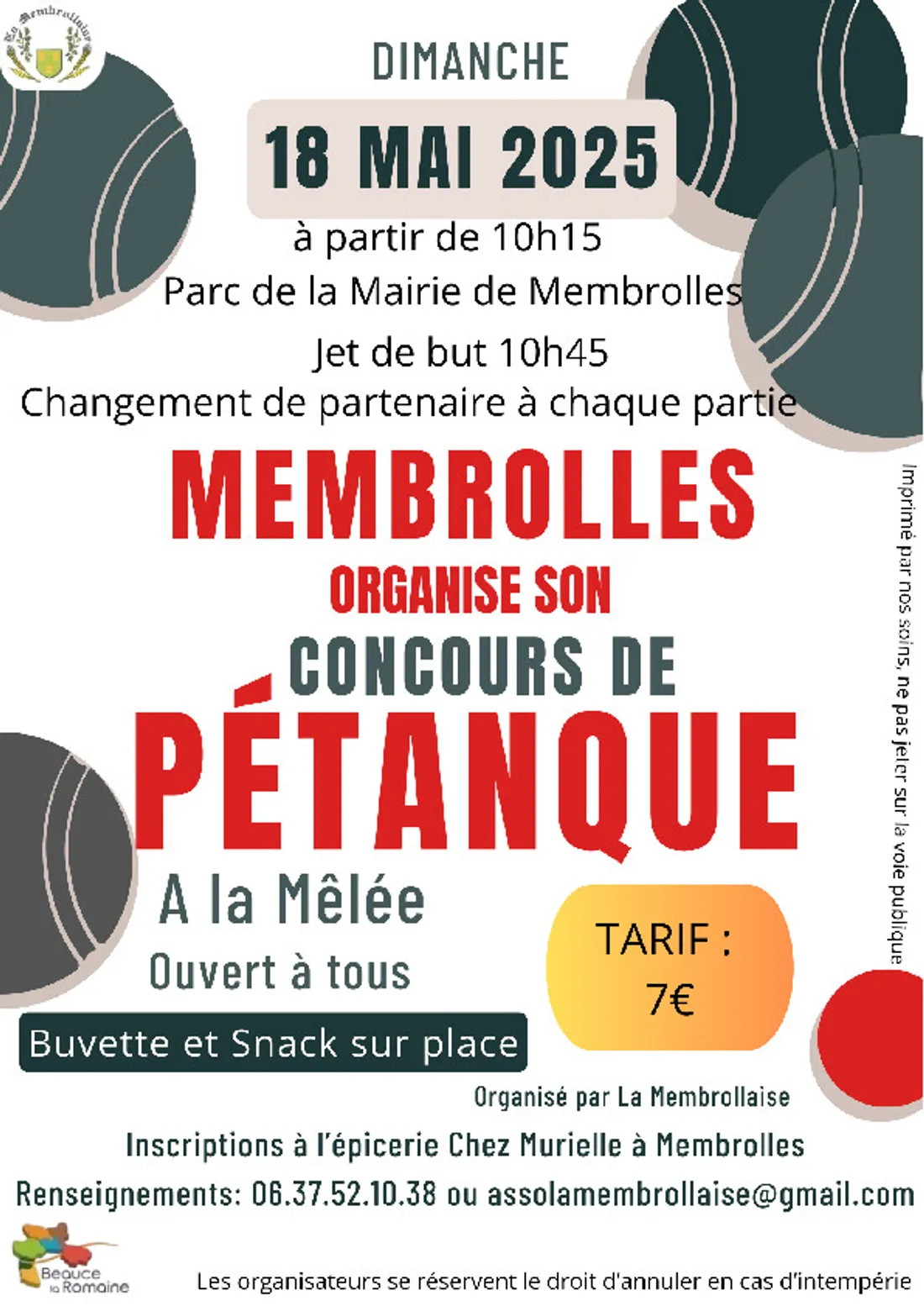 MEMBROLLES (41) - Concours de pétanque