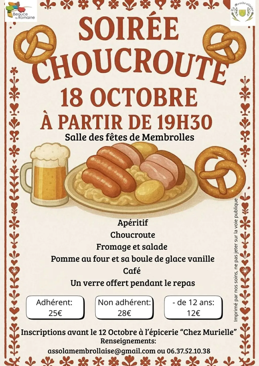 MEMBROLLES (41) - Soirée choucroute