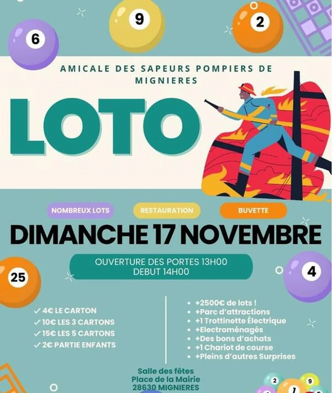 MIGNIÈRES - Loto de l'amicale des sapeurs-pompiers