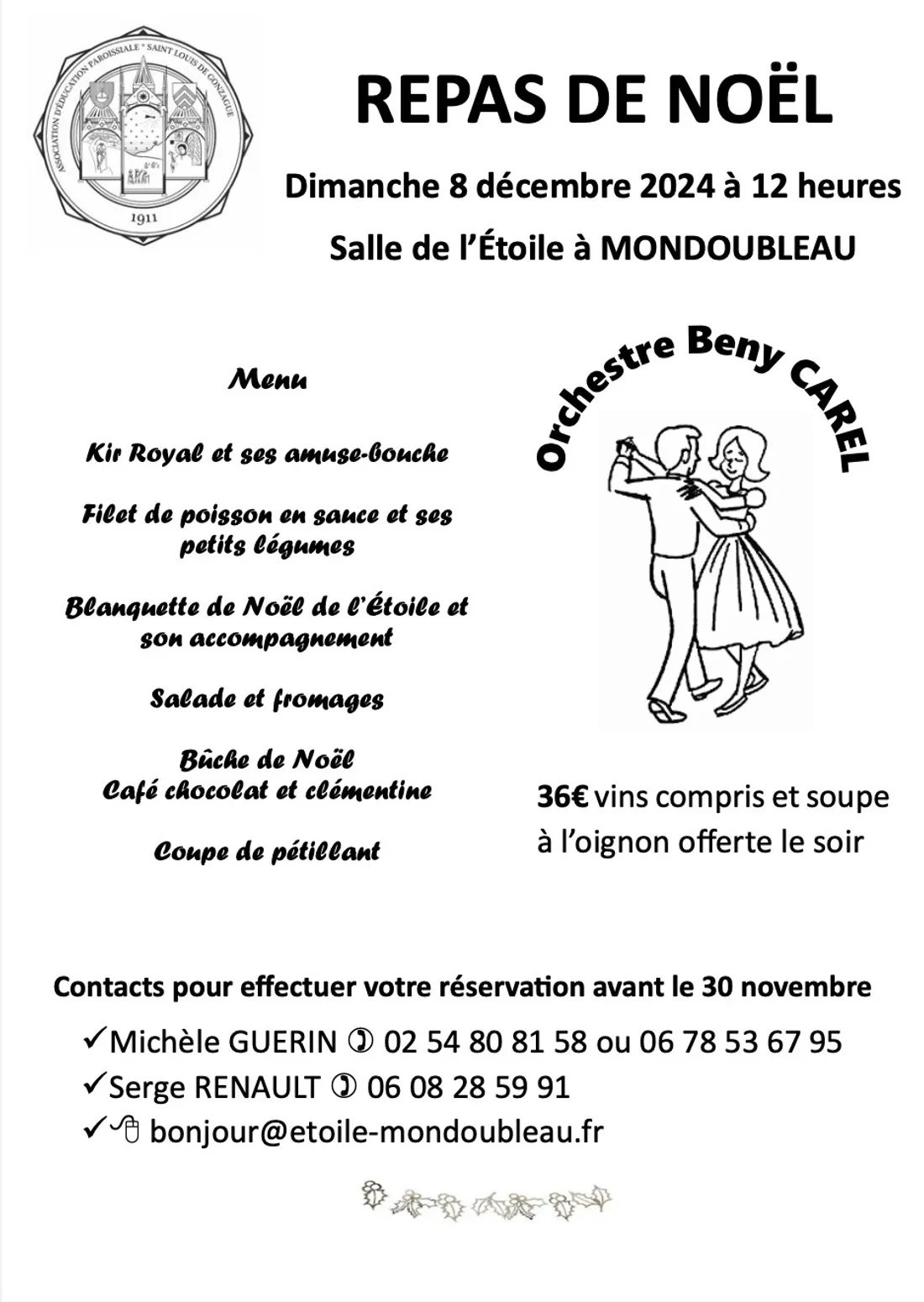 MONDOUBLEAU (41) - Déjeuner dansant avec l'orchestre Beny Carel