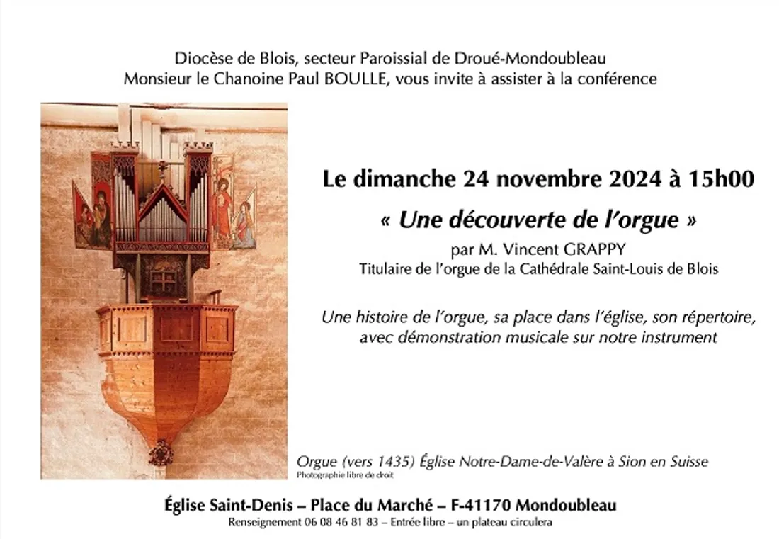 MONDOUBLEAU (41) - Conférence : Une découverte de l'orgue