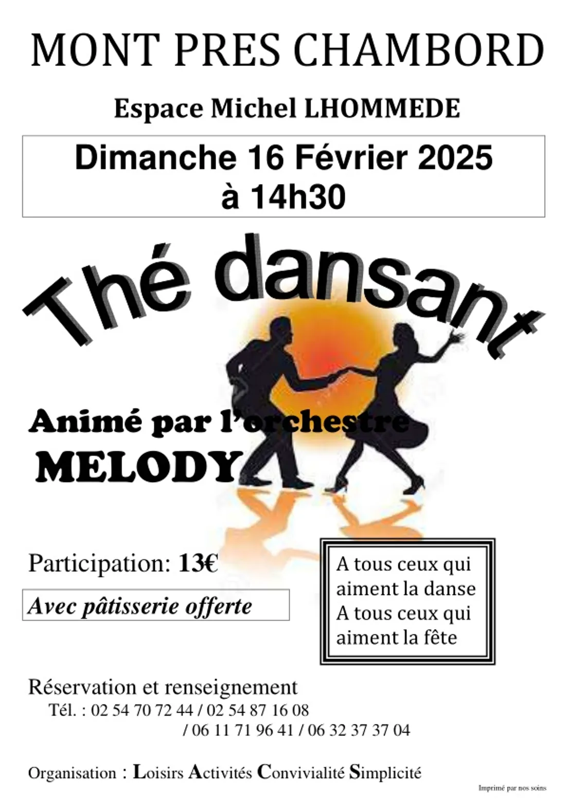 MONT-PRÈS-CHAMBORD (41) - Thé dansant avec l'orchestre Melody