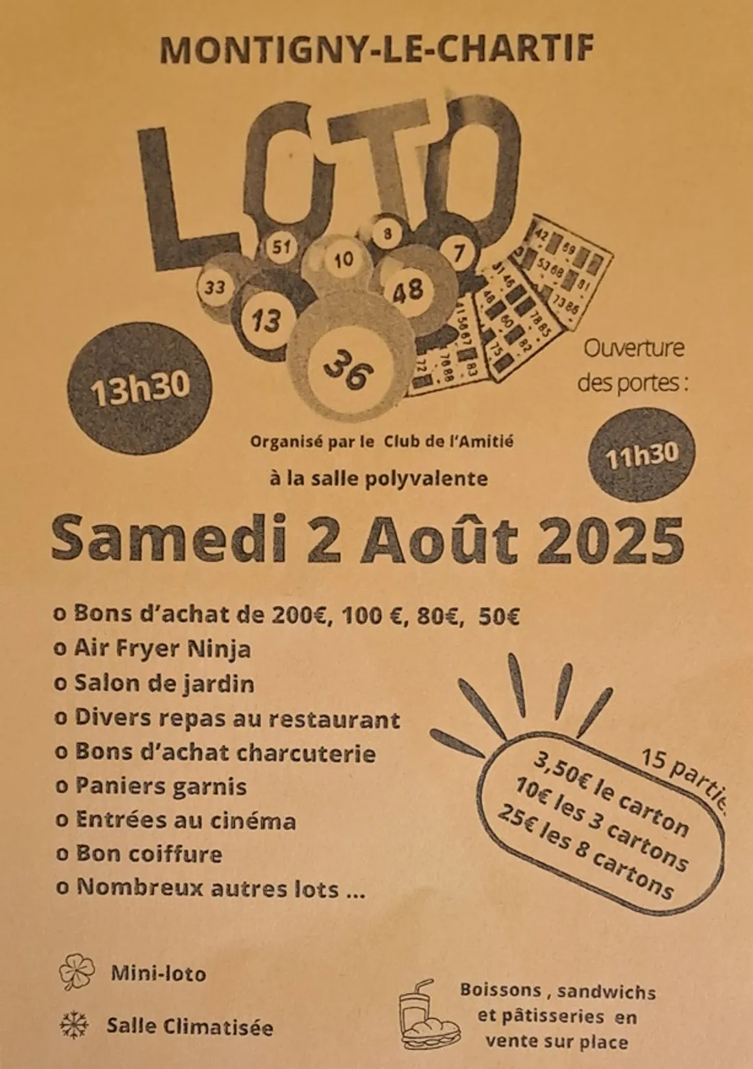 MONTIGNY-LE-CHARTIF - Loto du club de l'amitié