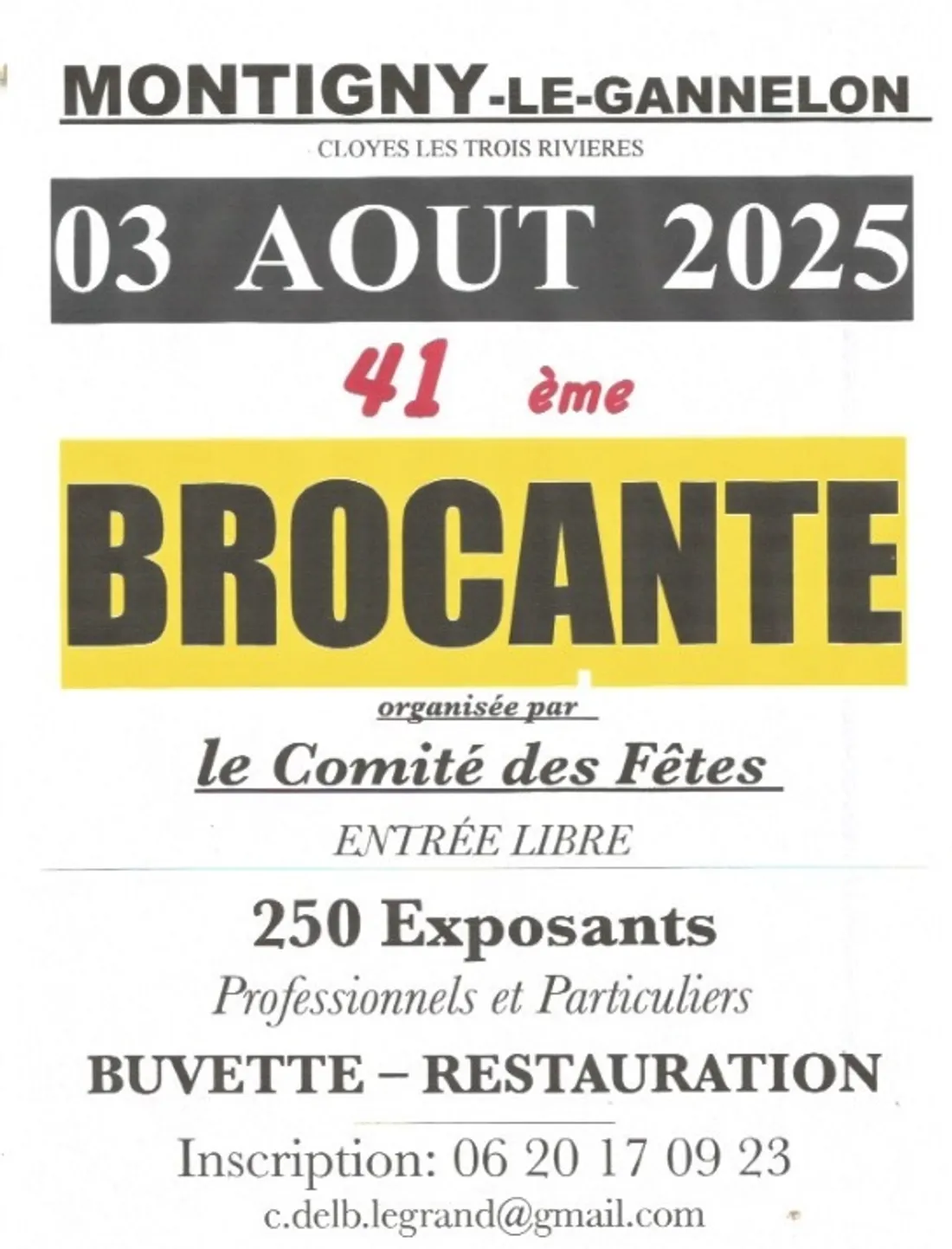 MONTIGNY-LE-GANNELON – 41e Brocante du comité des fêtes