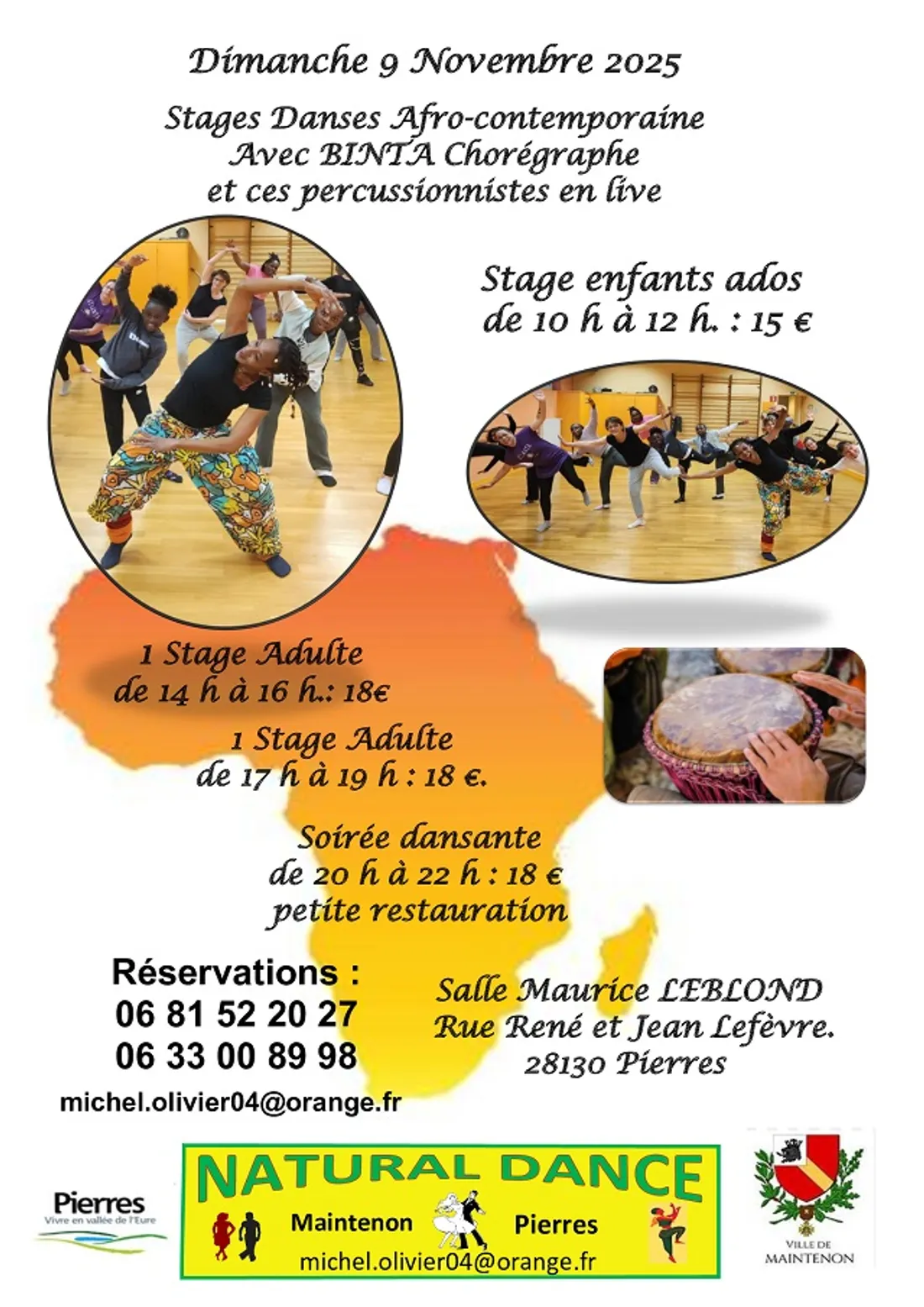 MAINTENON / PIERRES - Stages danses afro-contemporaine