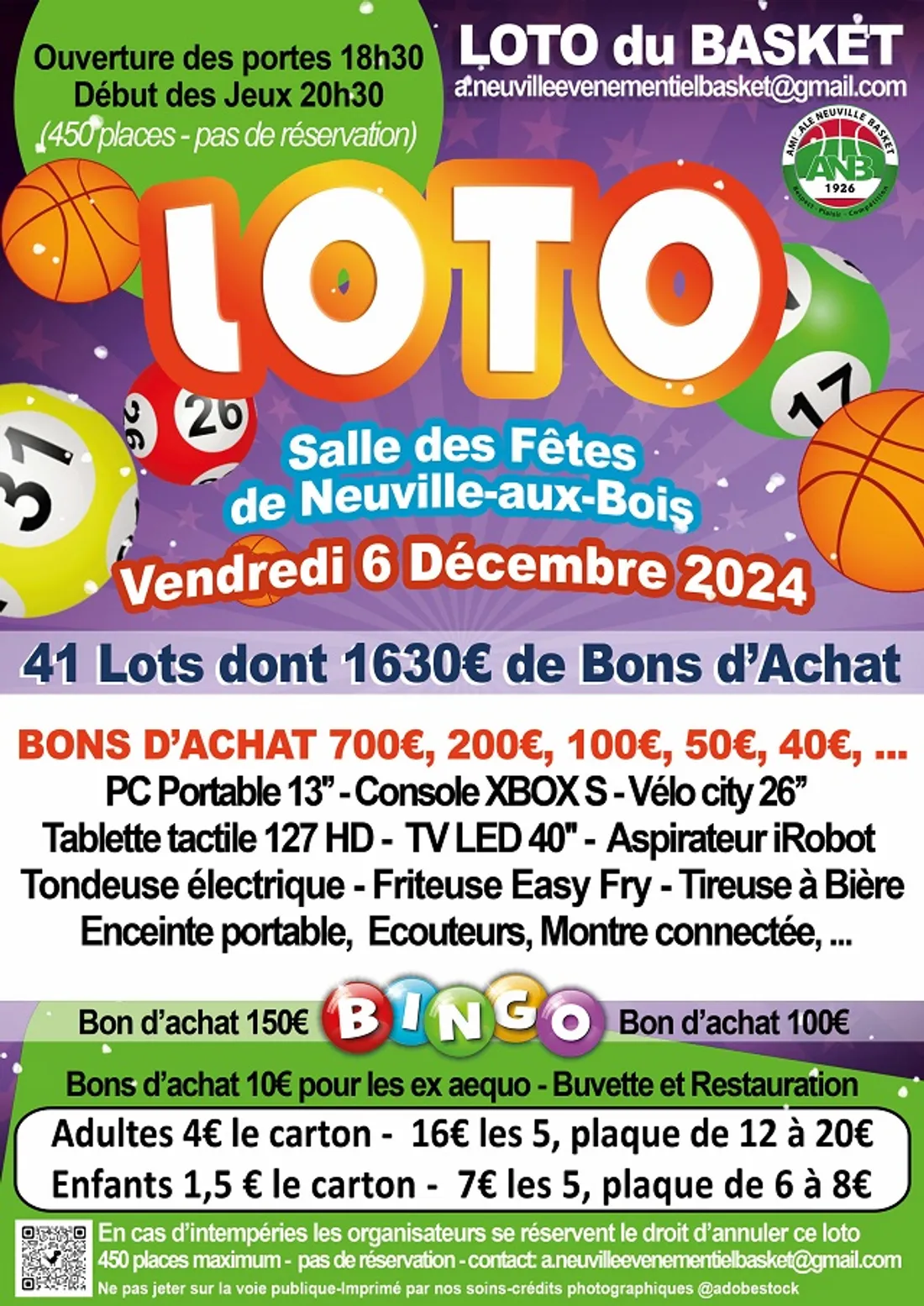NEUVILLE-AUX-BOIS (45) - Loto du basket