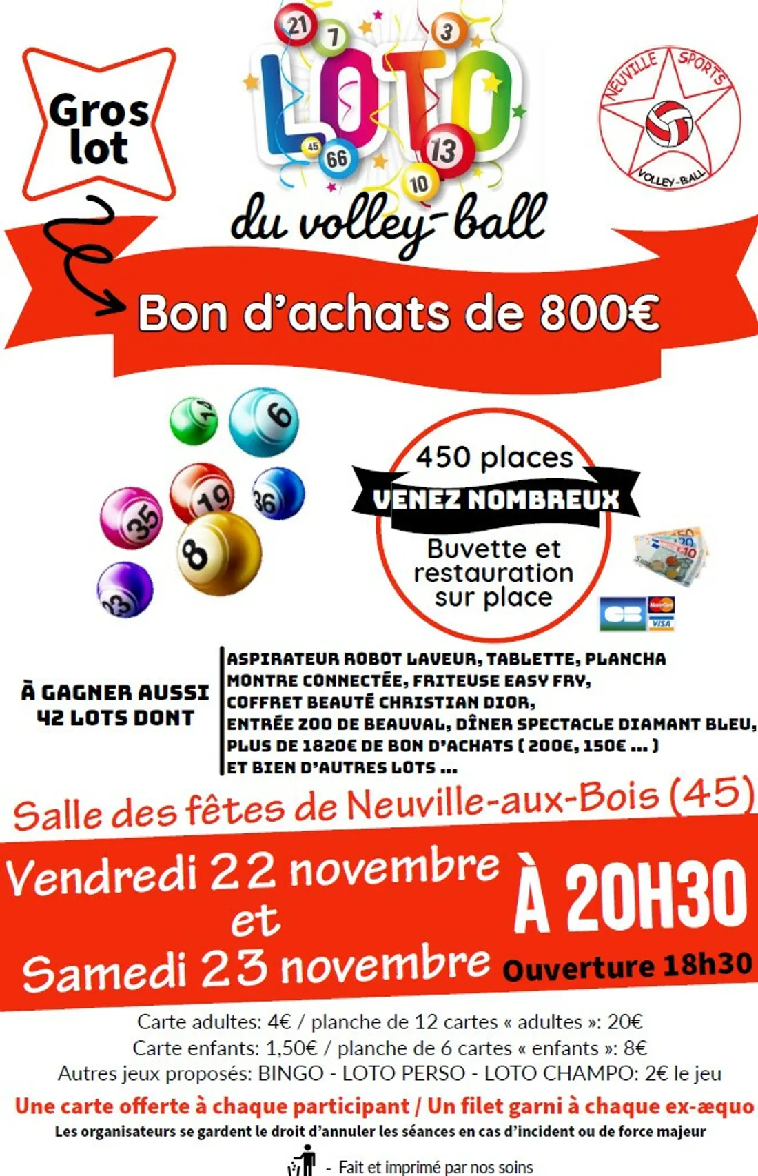 NEUVILLE-AUX-BOIS (45) - Loto du Volley-ball