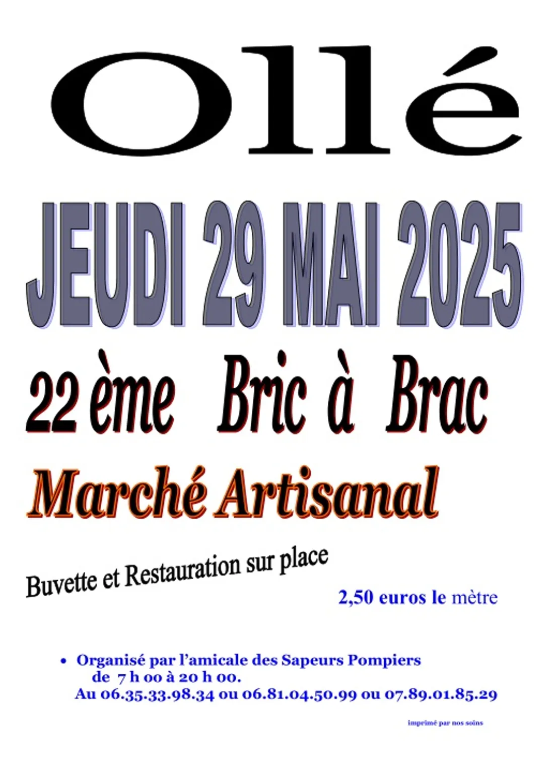 OLLÉ - 22e Bric-à-brac de l'amicale des sapeurs-pompiers