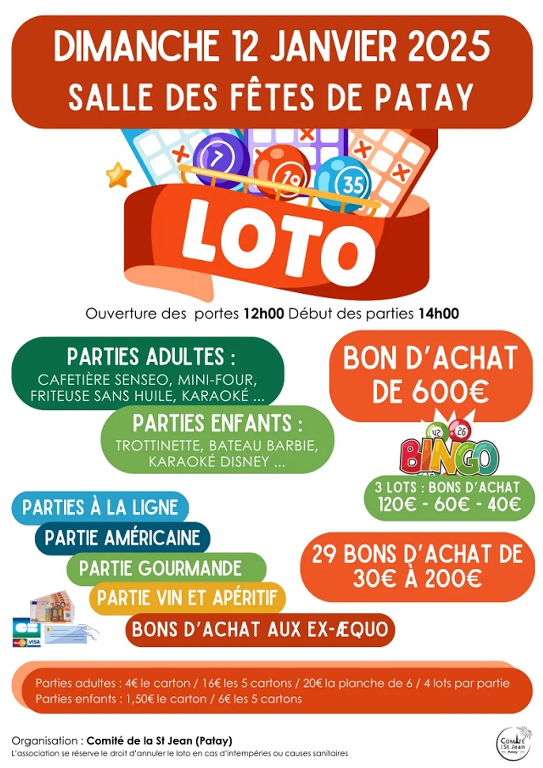 PATAY (45) - Loto du comité de la Saint-Jean
