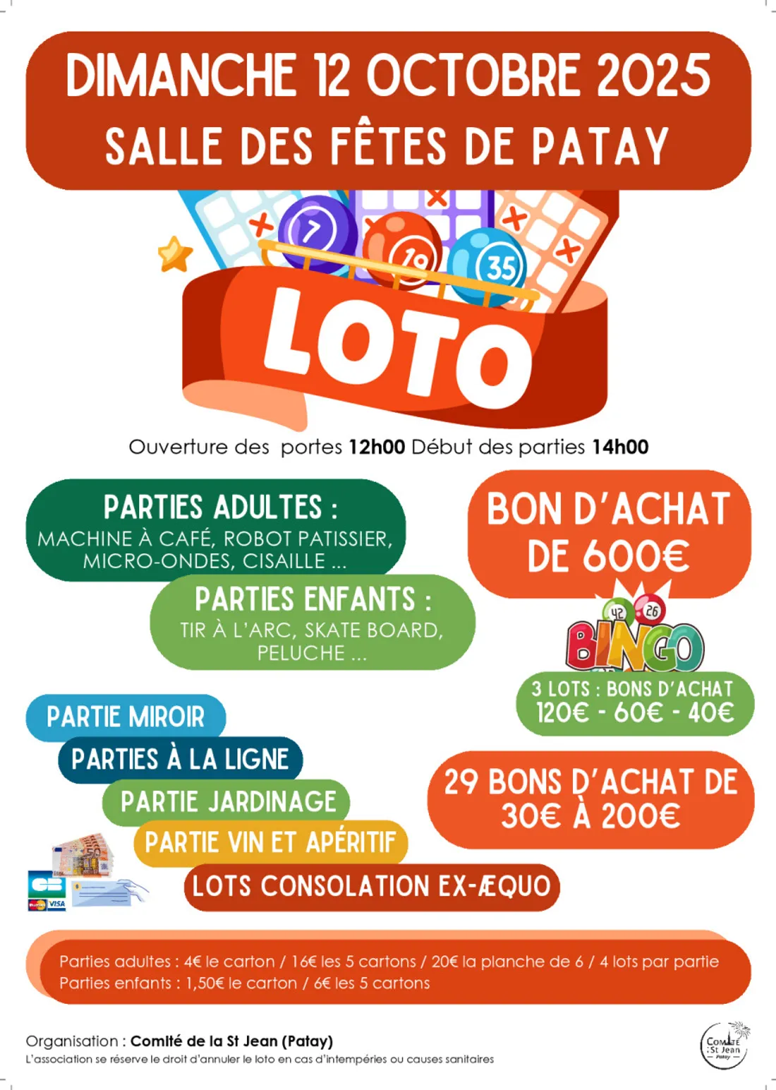 PATAY (45) - Loto du comité de la Saint-Jean