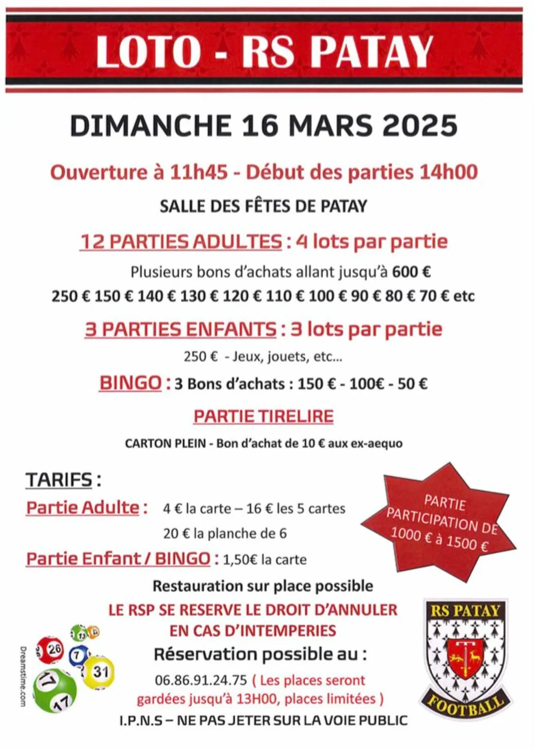 PATAY (45) – Loto du Réveil Sportif