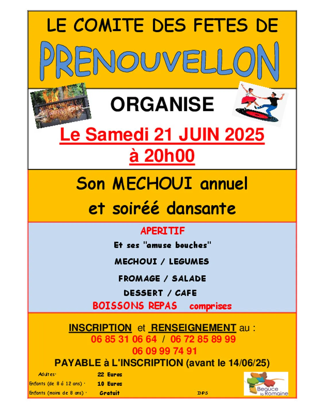 PRÉNOUVELLON (41) - Méchoui et soirée dansante du comité des fêtes