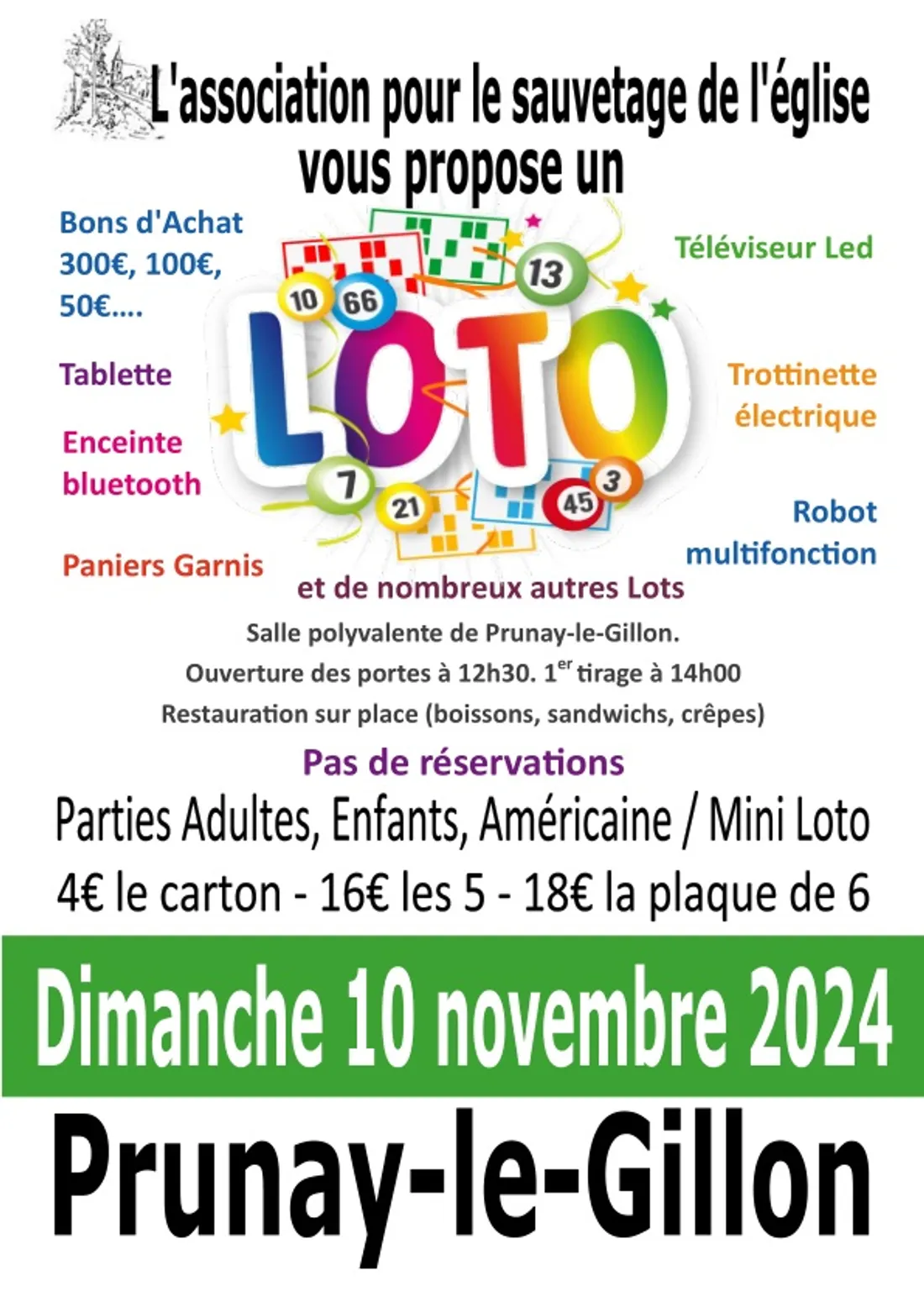 PRUNAY-LE-GILLON - Loto de l'association de sauvegarde de l'église