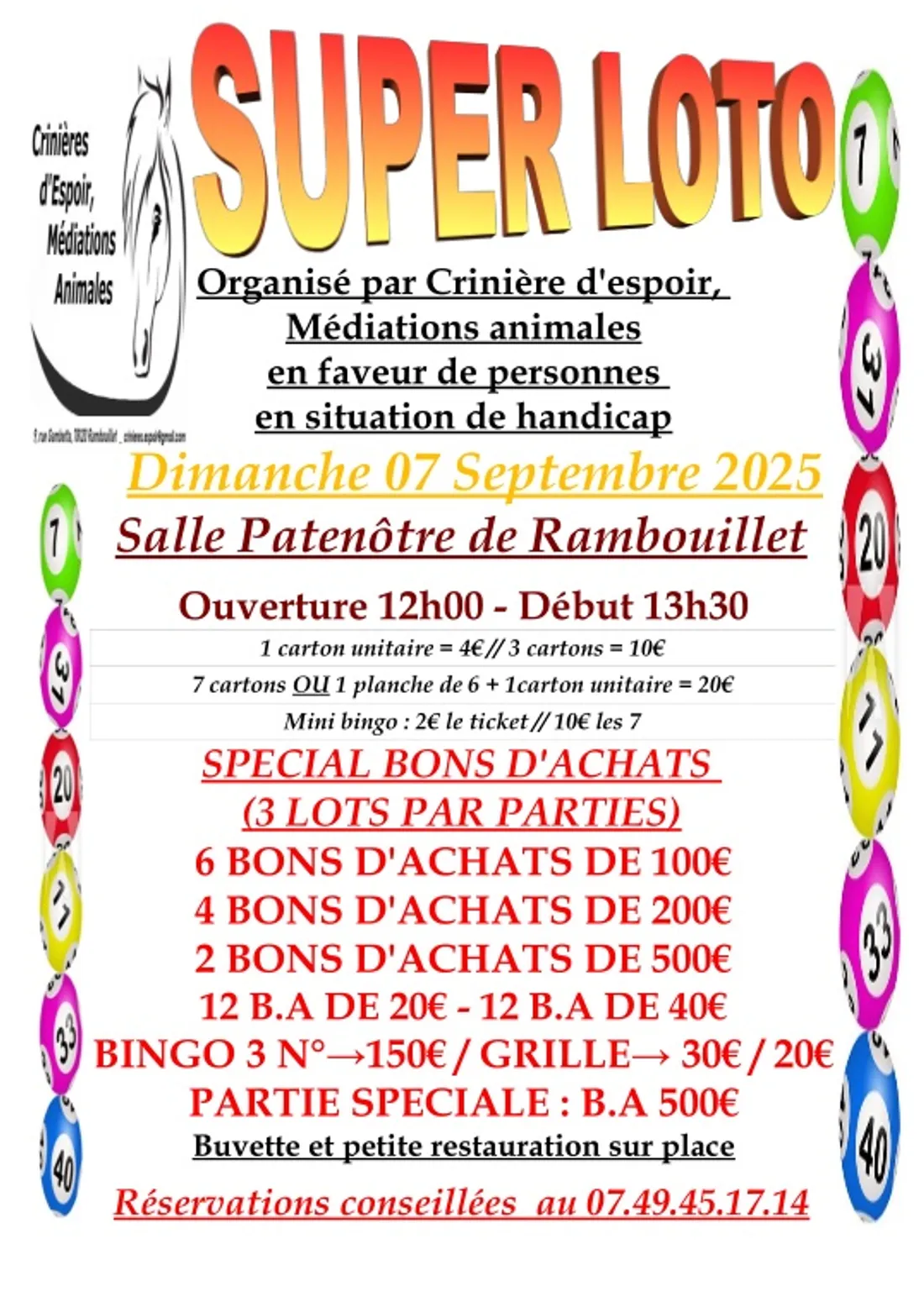 RAMBOUILLET (78) - Loto des Crinières d'Espoir