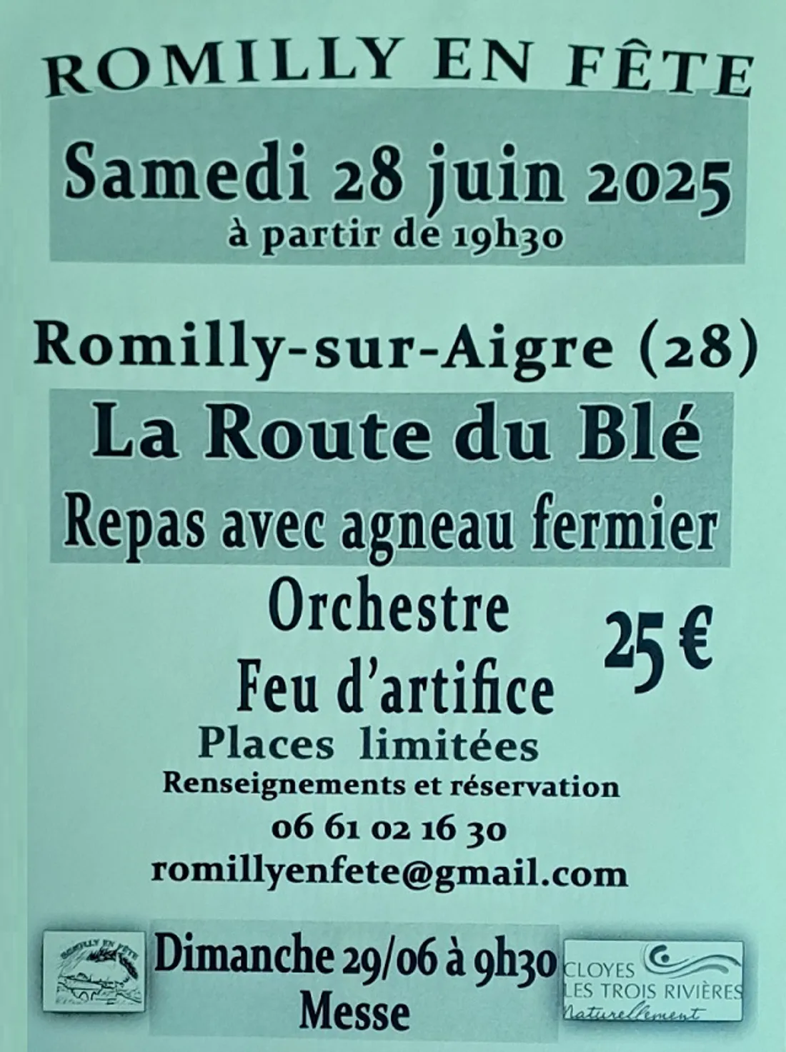 ROMILLY-SUR-AIGRE - La Route du blé : repas dansant, Feu d'artifice